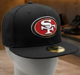 New Era 59FIFTY San Francisco 49ers Black on Black Hat Cap 7 1/2 NEW WITH TAGS