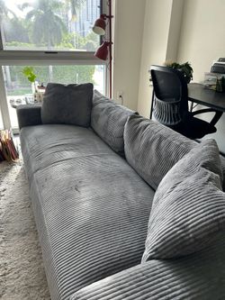 Gray corduroy sofa