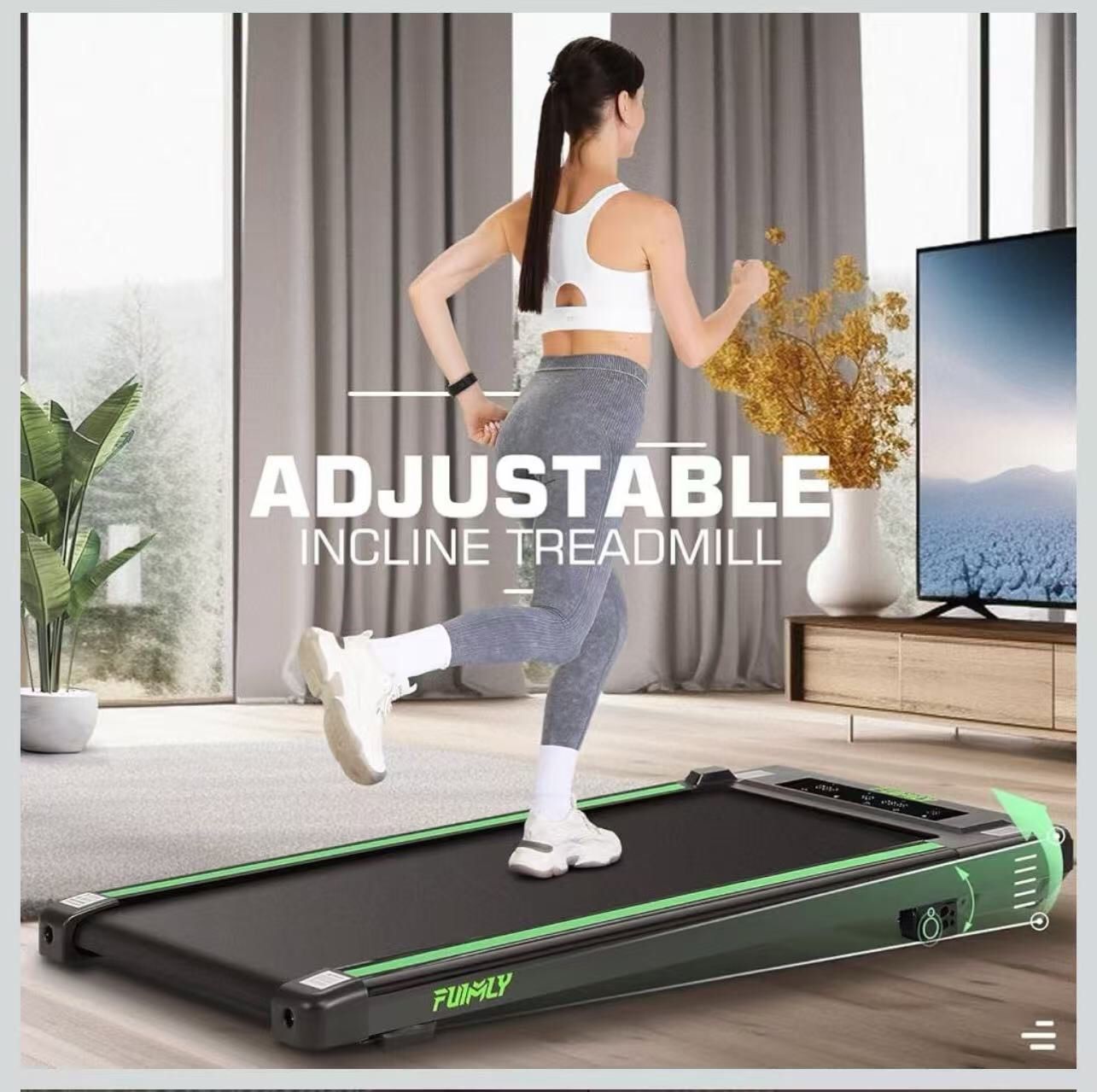 FUNMILY Walking Pad Treadmill with 8% Incline, 2.5HP Under Desk Treadmill for Home/Gym/Office, 2 in 1 Portable Mini Compact Running Pad, Led Touch Scr
