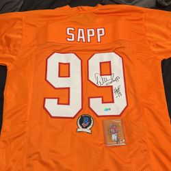Authentic Signed Warren Sapp Jersey & Prestige Players Card