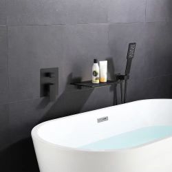 1 Handle Bathroom Bath Shower Mixer with Diverter black   