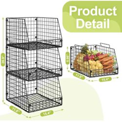 Large Storage Bins for Onion, Potato, Vegetable, Fruit, Snack, Pantry Baskets for Kitchen Cabinet Countertop, Pantry Organizers and Storage Solutions2