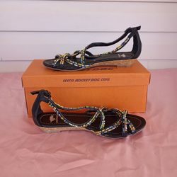Rocket Dog sandals with multicolored beaded straps size 7.5