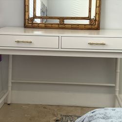 Oslari Wood Writing Desk with Drawers White - Threshold™: Gold-Tone Hardware