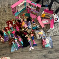 Big Lot Of Barbie Dolls And Accessories