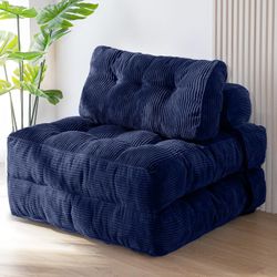 Corduroy blue fold out chair bed