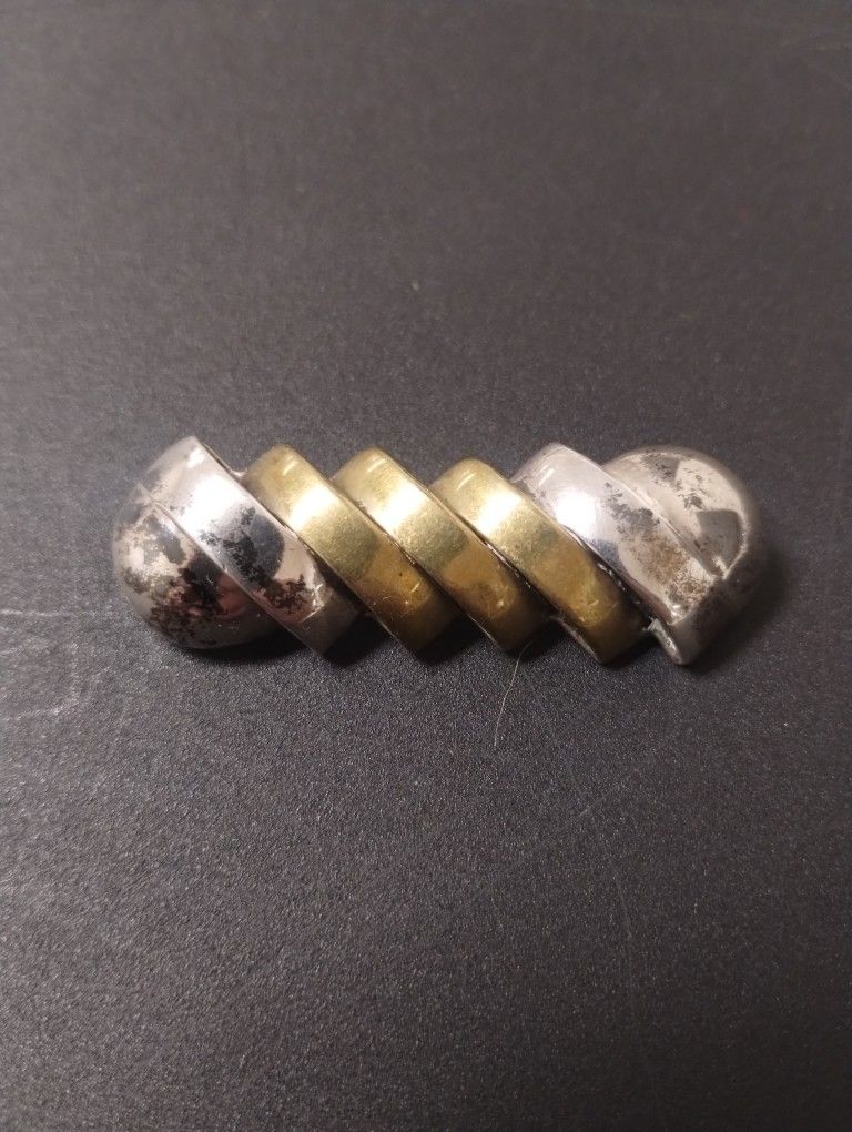 Taxco Sterling Silver And Brass Brooch