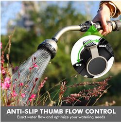RESTMO Watering Wand Heavy Duty, Metal Garden Hose Wand with 10 Spray Patterns, 15-Inch Long Hose No
