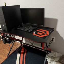 Gaming PC Setup w/ HP Monitor, Logitech Keyboard, Razer Mouse, Corsair Headphones