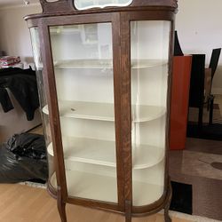 Antique Tiger Oak China Cabinet