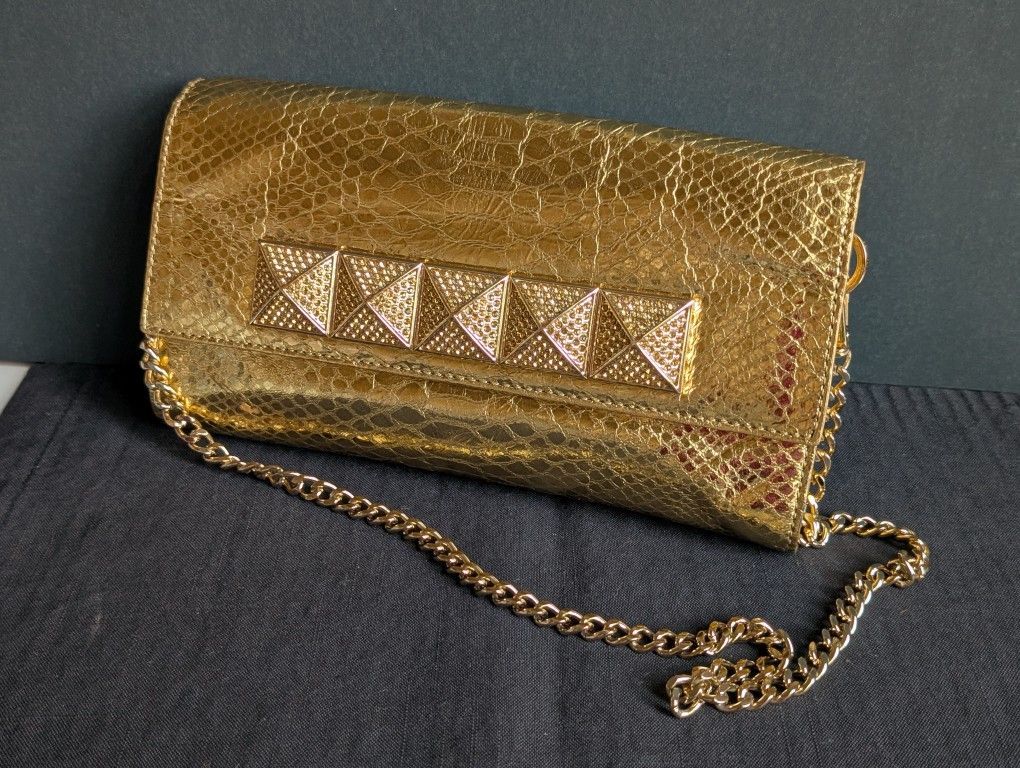 MICHAEL KORS Gold Antonia Evening Bag Purse Clutch