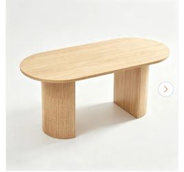New Natural Wood 70.87 in. Double pedestal Base Dining Table Seats 6
