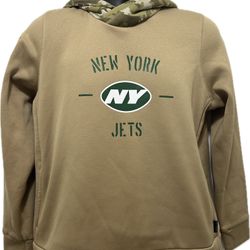Nike Khaki New York Jets  Salute to Service Therma Pullover Hoodie Size Youth Large 