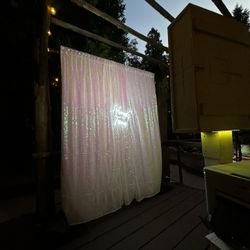 Iridescent Sequin Backdrop W/light