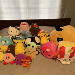 Lot of 18 Plushies Stuffed Anime