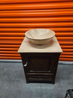 Silk road exclusive 22 inch chestnut single sink vanity with travertine stone countertop and bowl sink