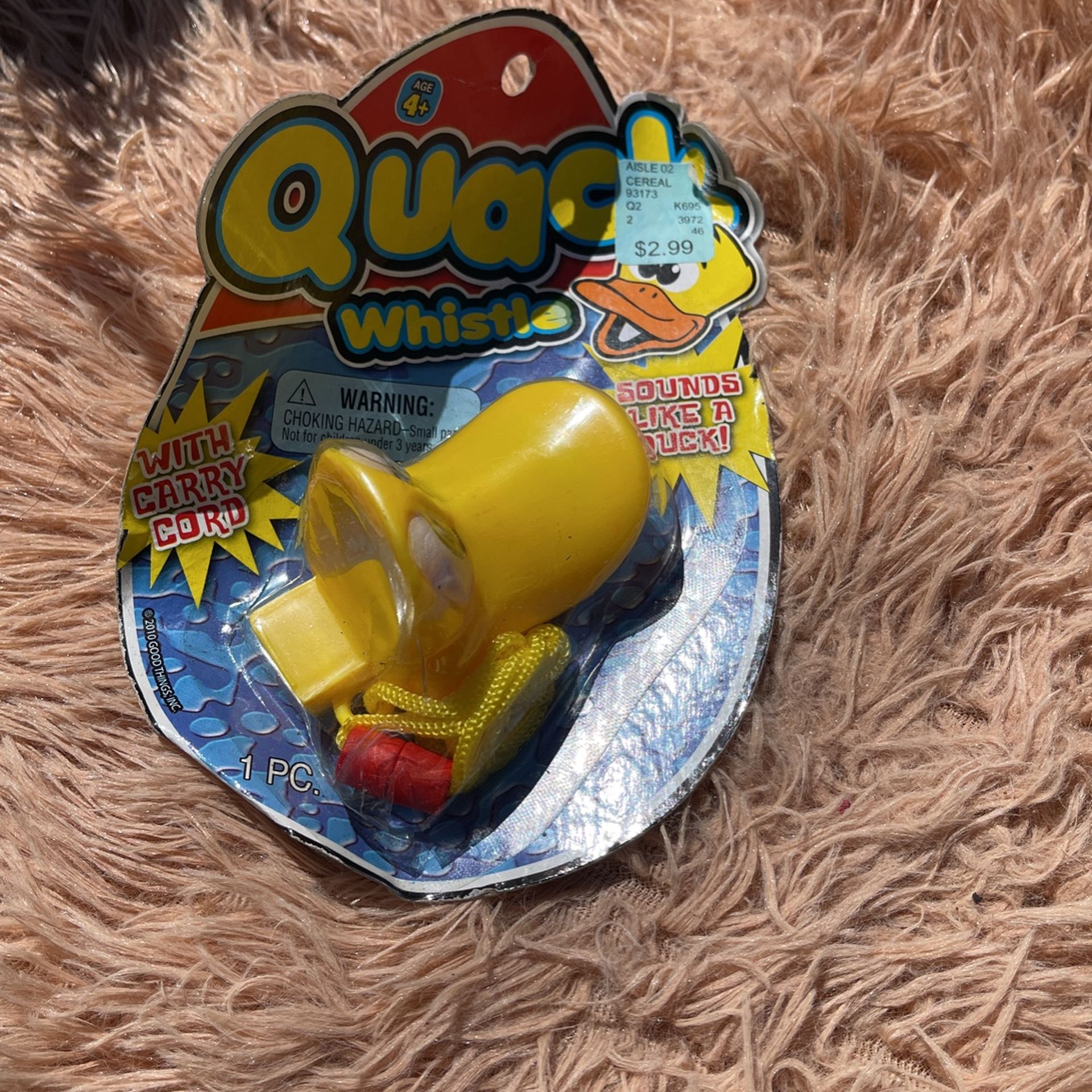 Vintage Novelty Toys Quack Toy Duck Whistle W/ cord Makes Sounds