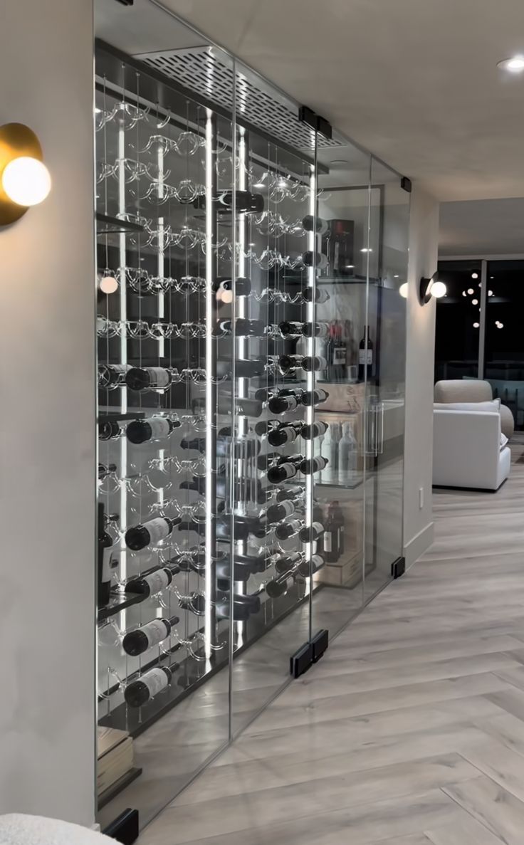 Glass wine cellar in all the measures