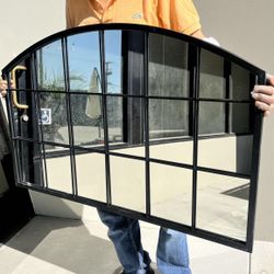 New In Box 43x28 Inch Tall Wall Decor Mirror Black Metal Frame With MDF Backboard Window Style Decoration 