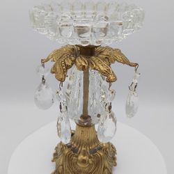 Gorgeous Hollywood Regency Candle Holder With 6 Crystals 