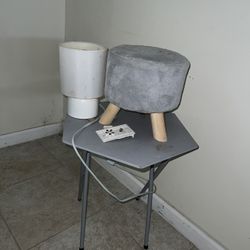 Small Gray Folding Table with Stool – Compact & Sturdy (Great for Small Spaces)