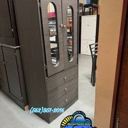 Tall Grey Closet With Mirror New Wardrobe Armoire Nuevo 