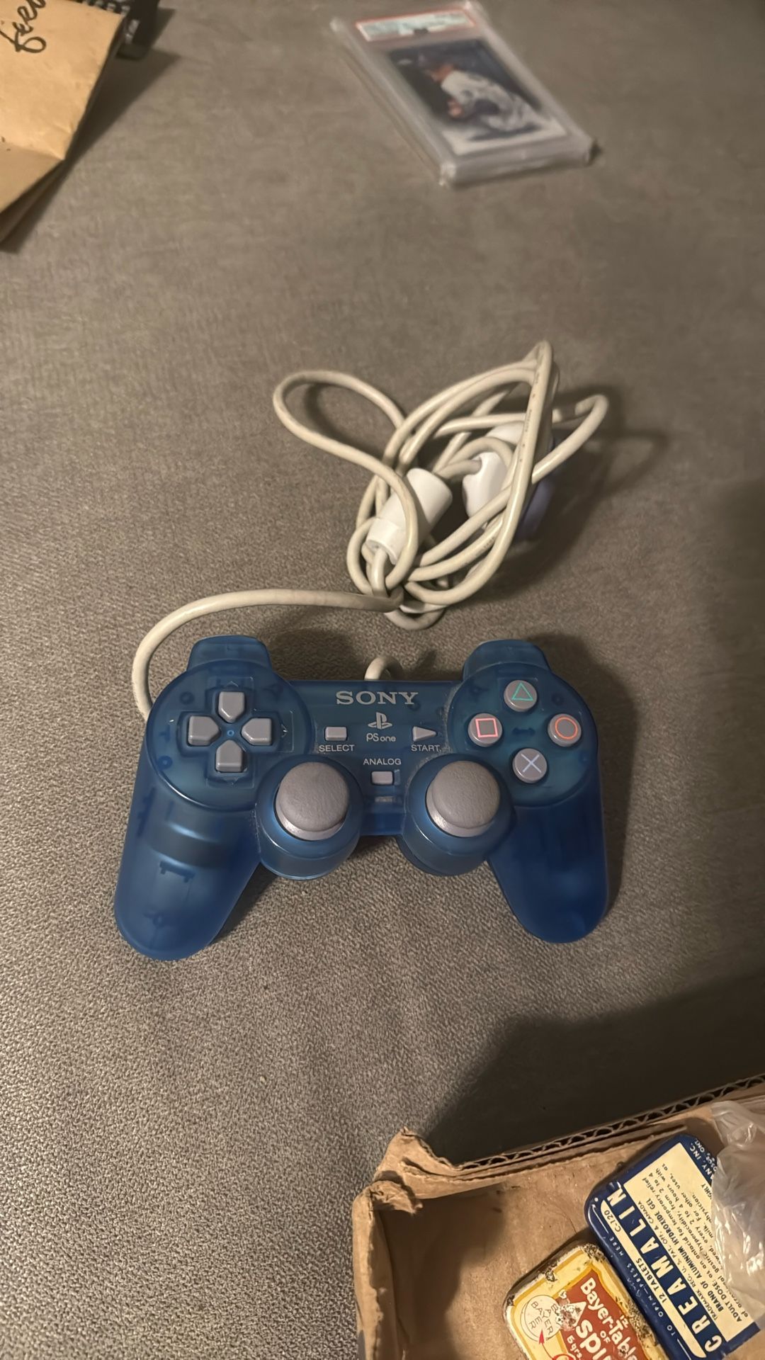 Nice✅ Official Sony PlayStation 1 - Clear Blue Controller Remote - Tested