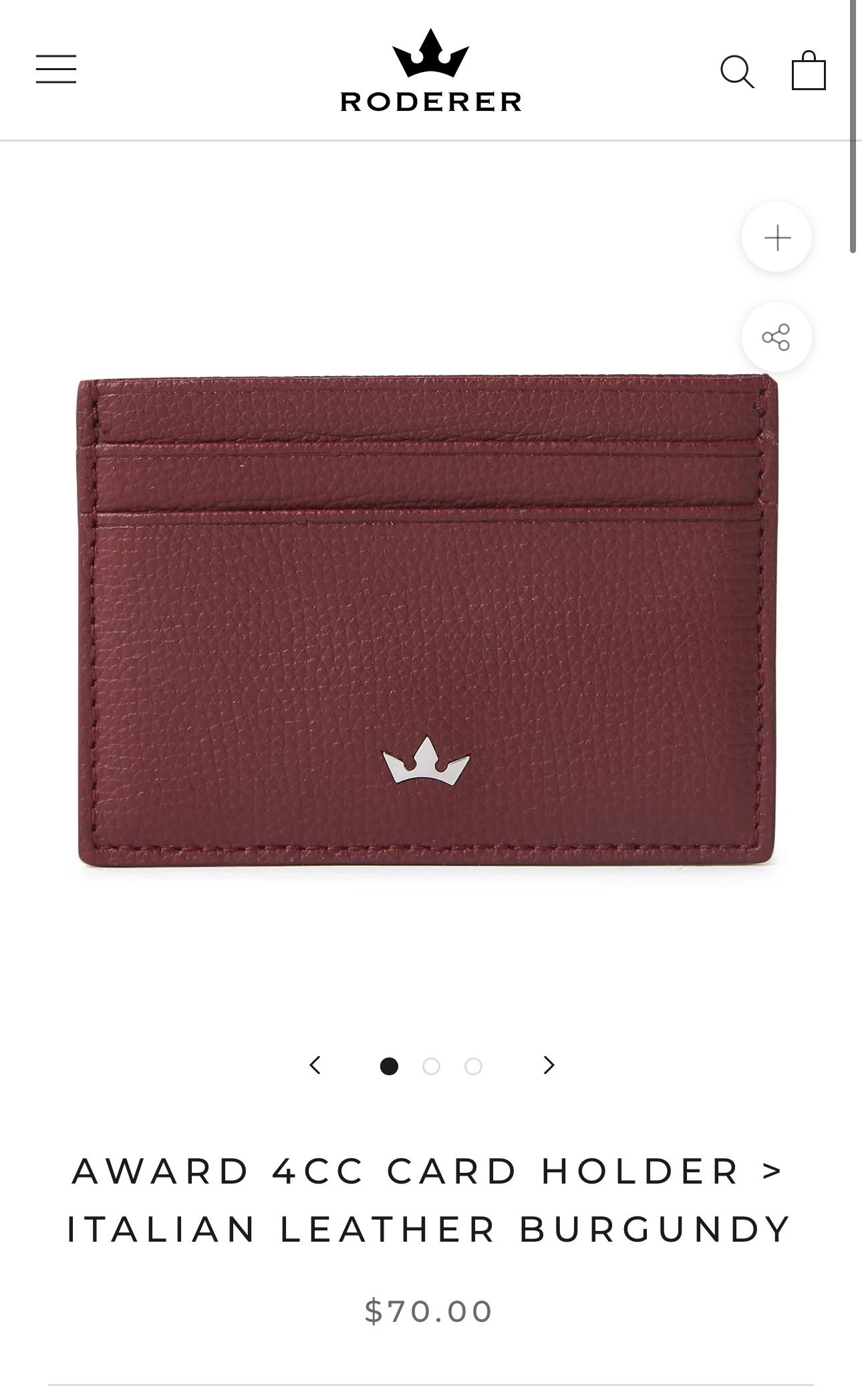 New Roderer Card Wallet - Burgandy