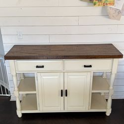 Wood Farmhouse Spindle Style Sideboard and Dining Table Set