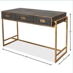 Sarreid Grey Leather Shagreen Desk NEW