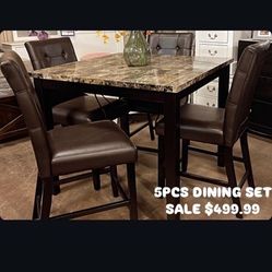 Marble Dining Table & 4 Chairs 
