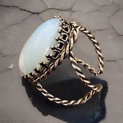 Silver-Tone Moonstone Ring