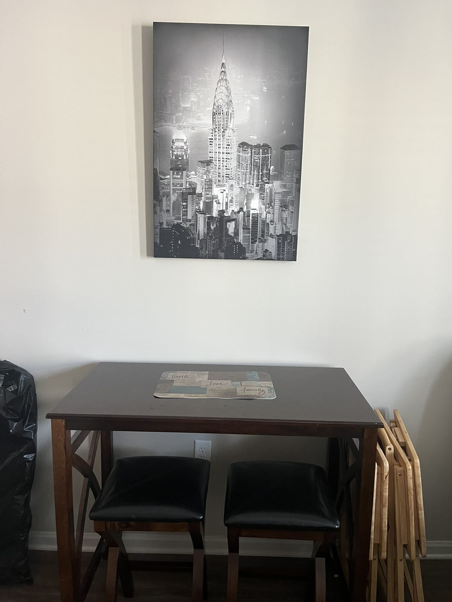 Brown High Top Table With Stools