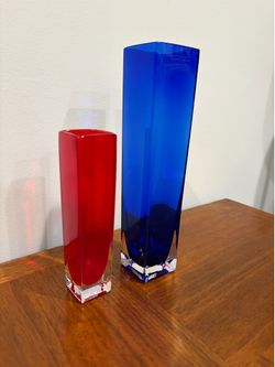 Red and Blue Glass Vases