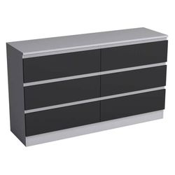 Modern Grey Wooden Chest with Black 6 Drawers for Bedroom or Office Storage Versatile Bedside Table and Stylish Cabinet for Organizing Clothes Accesso