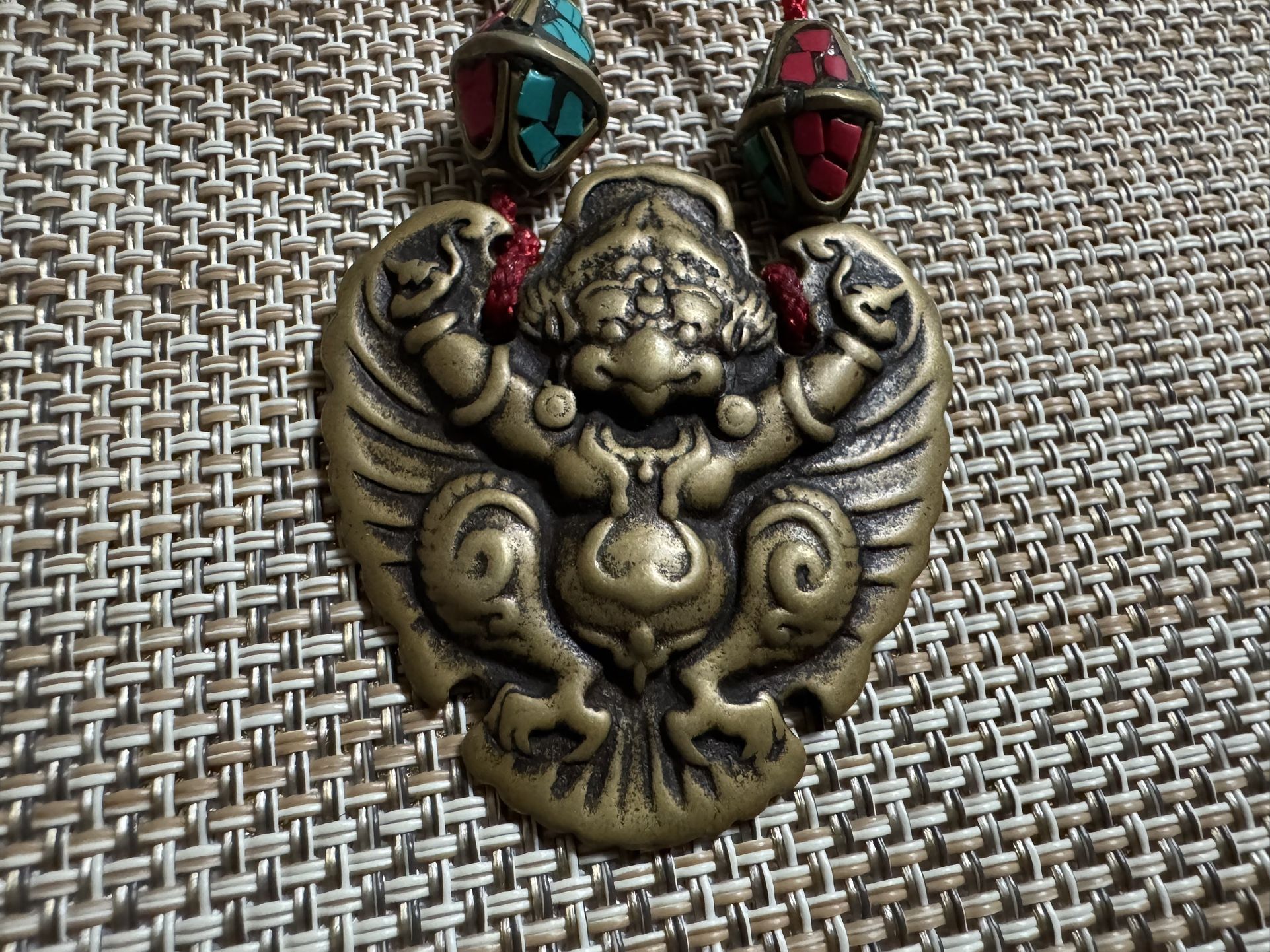 1.88" Old Chinese Tibetan Buddhism Golden winged Garuda bird Pendants amulet