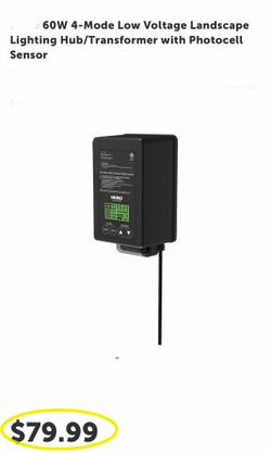 60W 4-Mode Low Voltage Landscape Lighting Hub/Transformer with Photocell Sensor