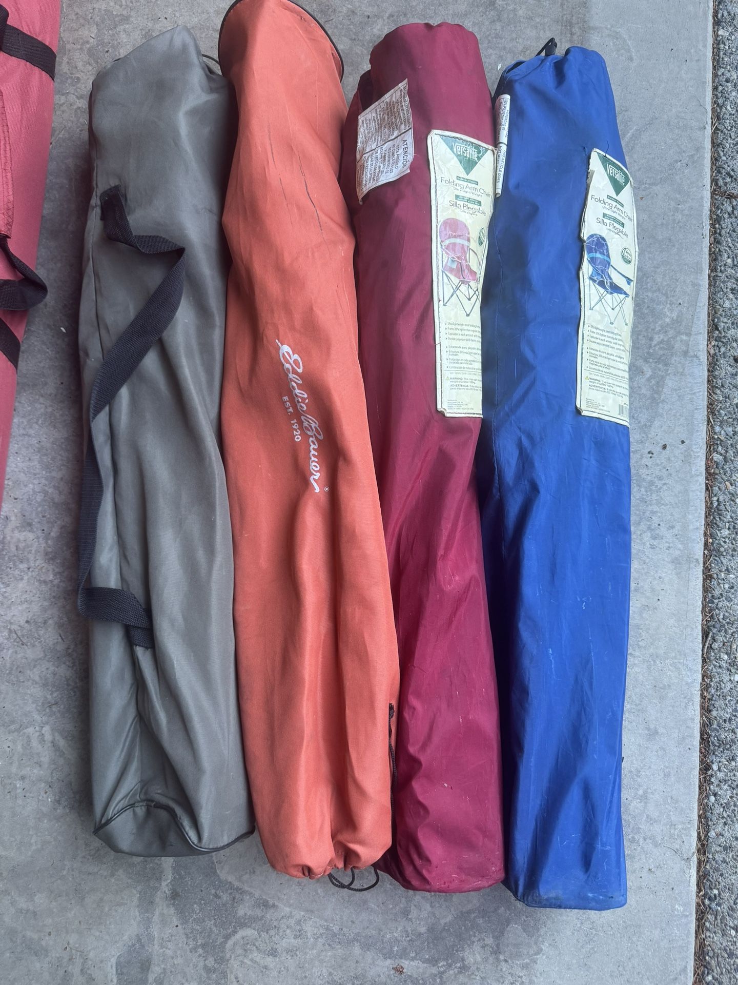 4 Folding Camp Chairs In Bags