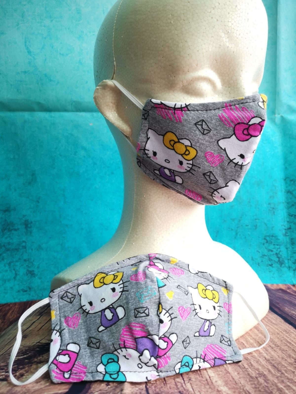 Kids Face mask, facemask (Hello Kitty mail): Hand made mask, reversible, reusable, washer and dryer safe.