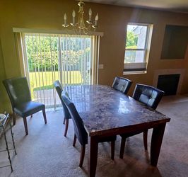 6-Piece Marble Dining Set – Wood Frame