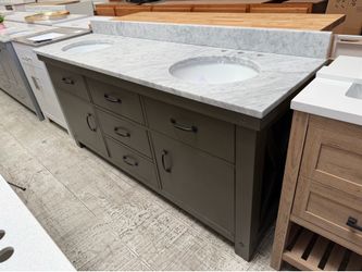 Gray bathroom vanity 72”in