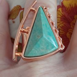 Estate JAY KING Copper &Mohave  GREEN TURQUOISE Ring- Sz8