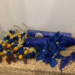 Blue Christmas Tree decorations Decorative accents Lot - Mesh, artifical Fruit, flowers - Simi
