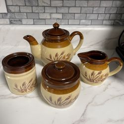 vintage  tea set with a wheat pattern 