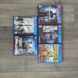 Five PS4 Games. Uncharted 4, The Last Of Us 2, Borderland 3, RE2 ,TC2