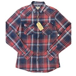 NEW Longjohn & Sons Mens Size M Tall Red/Navy Plaid Long Sleeve Button Shirt NWT