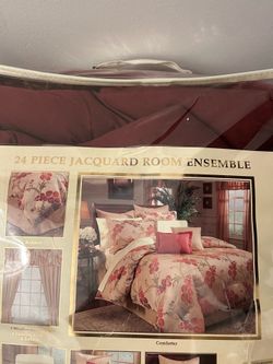 Jacquard 24 piece comforter set Maroon color Queen size