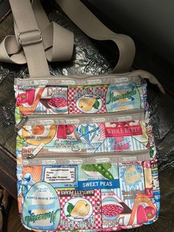 LeSportSac Vintage Food Labels crossbody purse excellent condition
