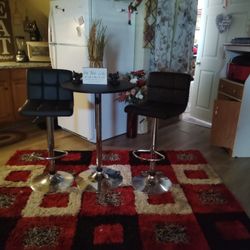 Swivel, Adjustable Pub Table And Chairs 