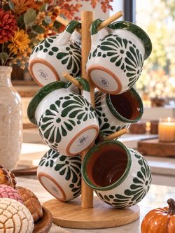 Talavera mugs set of 6 with stand included